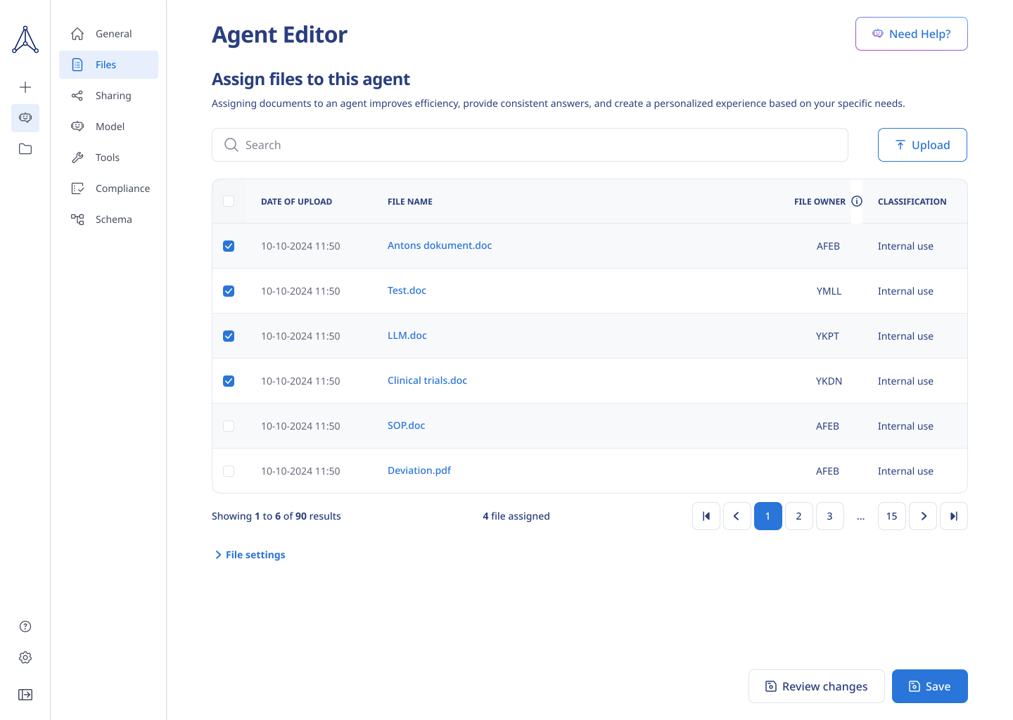 Agent editor - file management